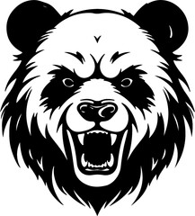 Fototapeta premium roaring panda bear head isolated on white, mascot vector, cartoon, illustration