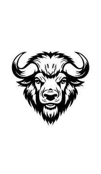 angry American bison head isolated on white, mascot vector, cartoon, illustration