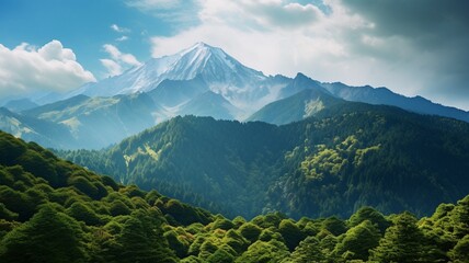 Peaceful japanese mountain design beautiful image Ai generated art