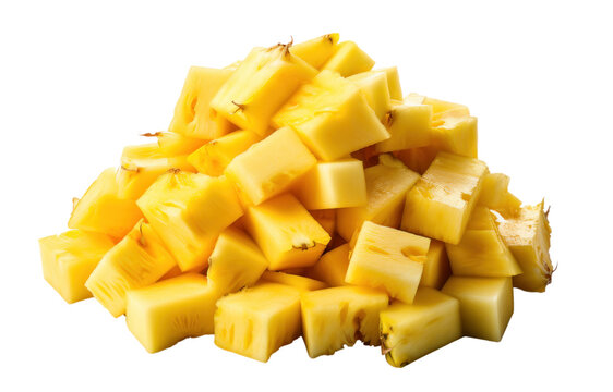 pile of pineapple diced, isolated