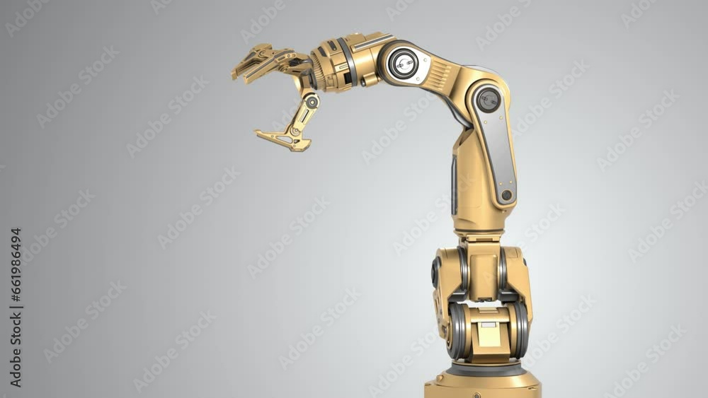 Fototapete robotic arm or yellow mechanical hand computing different movements. industrial robot manipulator sh