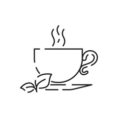 Drink tea. Cup of tea line icon. Cup flat icon. Thin line signs for design logo, visit card. Single high-quality outline symbol. Cup outline pictogram