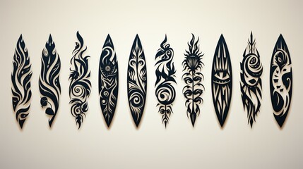 Obraz premium Tattoo in Polynesian and Maori style, preparation of patterns and designs for the body, skin painting.