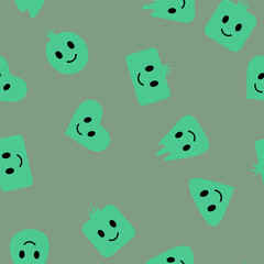 Colorful seamless happy emoji pattern in vintage style