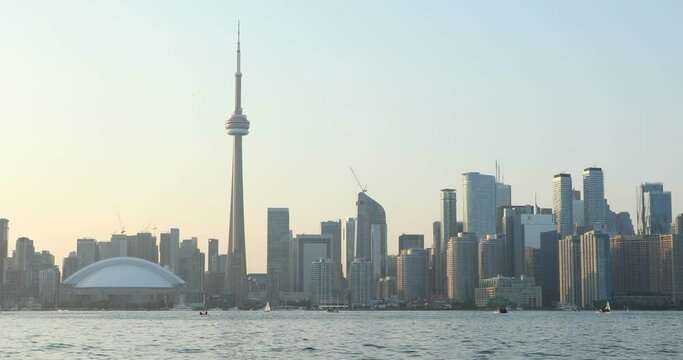 Beautiful view of Rogers Centre and CN Tower in Toronto, Canada