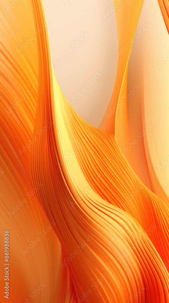 Poster screensaver for a smartphone in the form of orange lines or fibers of fabric. ai generative.