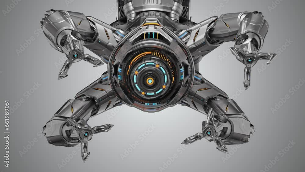 Fototapete futuristic machine manipulator equipped with multiple robotic arms for advanced works in nano techno