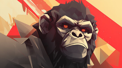 a strong brave ape face, banner design