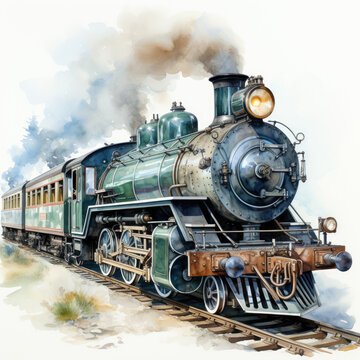 Waterco train illustration, Generative Ai © lokshmon