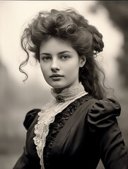 Retro Portrait of Unknown Young Woman from the turn of the Century Around 1880 to 1930 Wallpaper...