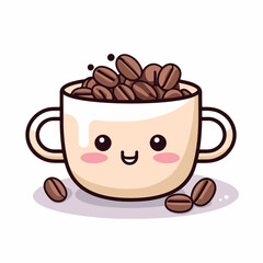 Сoffee beans in cartoon, doodle style. 2d vector illustration in logo, icon style. AI Generative 