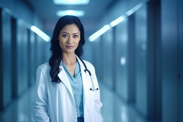 Asian Woman Doctor Employee Professional Background Generative AI