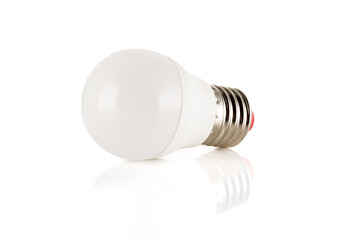 LED, New technology light bulb isolated on white background, Energy super saving electric lamp is good for environment. Close-up