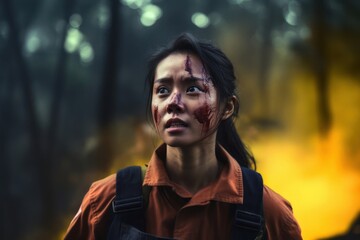 Asian Woman Fire Fighter Occupation Professional Setting Generative AI