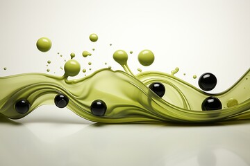 olive oil forming a swirl with black and green olives