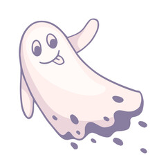 Cute ghost character. Vector graphics.