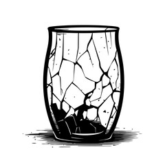 Broken glass cup for drinks. Cracked cup icon. Glass waste concept.