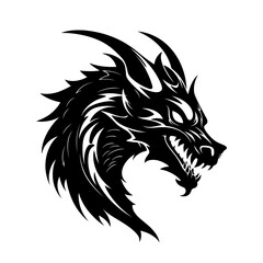 Dragon head silhouette. Dragon logo design