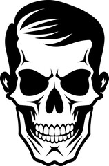 Skull face Logo of Cranium head silhouette clipart vector, Calavera symbol, halloween skeleton icon, bone tattoo. isolated on white background.