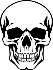 Skull face Logo of Cranium head silhouette clipart vector, Calavera symbol, halloween skeleton icon, bone tattoo. isolated on white background.