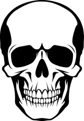 Skull face Logo of Cranium head silhouette clipart vector, Calavera symbol, halloween skeleton icon, bone tattoo. isolated on white background.