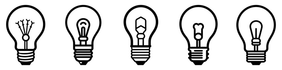 Light bulb logo icon isolated. Set of outline light bulbs. Innovative idea concept.