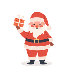 Cute illustration of santa claus with a gift