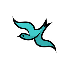 Flying bird icon. Flat color design vector illustration.