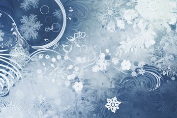 A chilly winter backdrop with abstract white and blue patterns. Generative AI