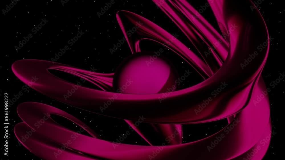 Poster 3d luxury abstract purple violet animated morph fluid object. sphere rotating in space calming backg