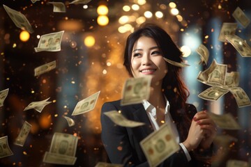 Asian Female Investment Banker Attractive Concept Generative AI - obrazy, fototapety, plakaty