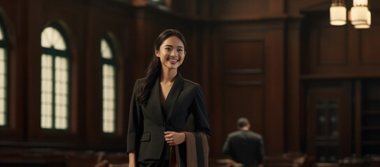 Asian Female Lawyer Industry Professional Background Generative AI - obrazy, fototapety, plakaty