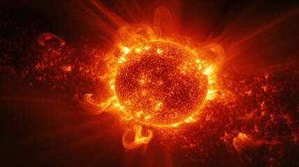 Fototapeta premium Striking image of the sun's surface during a magnetic storm,