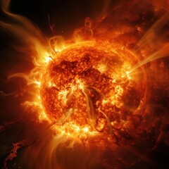Striking image of the sun's surface during a magnetic storm,