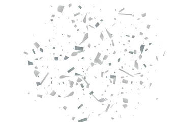 Silver glitter confetti on a white background. Decorative element.