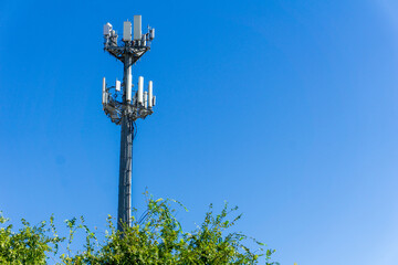 Cell Phone Tower with Blue Background