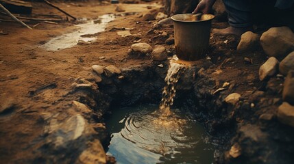 A contaminated well with unsafe drinking water. - obrazy, fototapety, plakaty