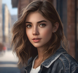 Obraz premium Stylish Gen Z Lifestyle - Portrait of Young Girl Near Urban Building. generative AI