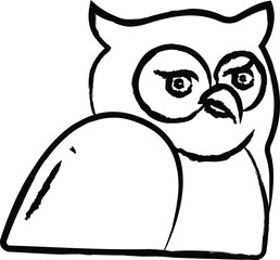 Owl bird hand drawn vector illustration