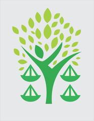 Creative abstract green tree crown logo and man with scales for your company