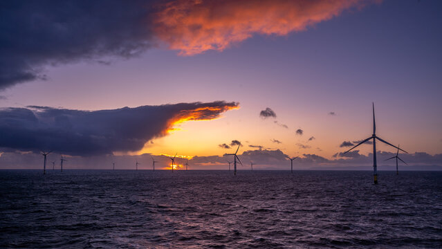 Offshore Wind Farm in Night Colours