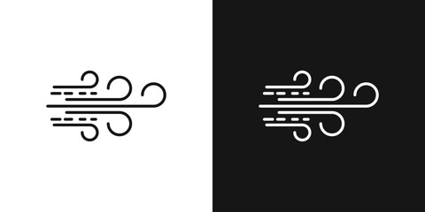 wind icon set. windy air vector symbol. breath blow sign in black and white color. - obrazy, fototapety, plakaty