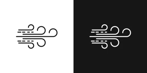 Tuinposter wind icon set. windy air vector symbol. breath blow sign in black and white color. © Vector