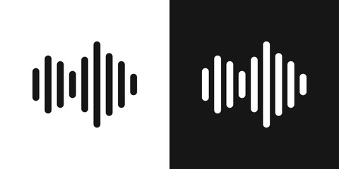 sound icon set. digital recorder voice audio wave vector symbol. soundwave frequency icon in black and white color. - obrazy, fototapety, plakaty