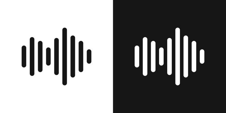 sound icon set. digital recorder voice audio wave vector symbol. soundwave frequency icon in black and white color.