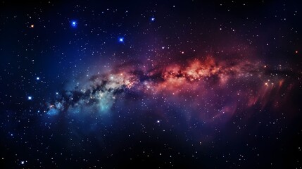 space blue, purple, red stars in the night, in the style of highly detailed, light red and light black, empty space, magewave, atmospheric clouds, light red and dark emerald, ultra detailed - obrazy, fototapety, plakaty