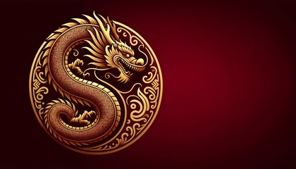 Ornate Golden Dragon with Gradient Red Shade