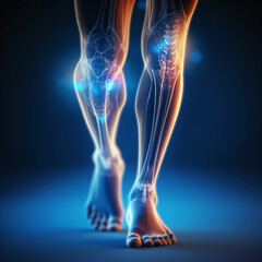 Digital bone on the human foot. Injury caused by training. Tendon problems. 