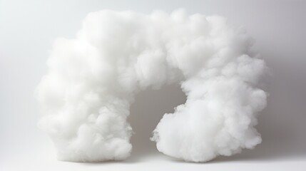 A fluffy cloud-shaped letter E on a white backdrop.