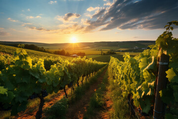 Fototapeta premium wine, vineyards, France, grapes, fields, grape field, wine, landscape, desktop wallpaper, wealth, travel